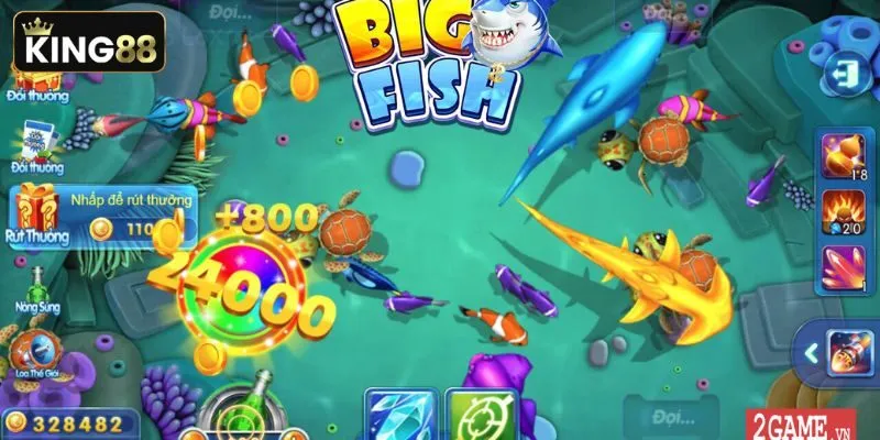 Giao diện game bắn cá ăn xu với đồ họa 3D sắc nét và sinh động
